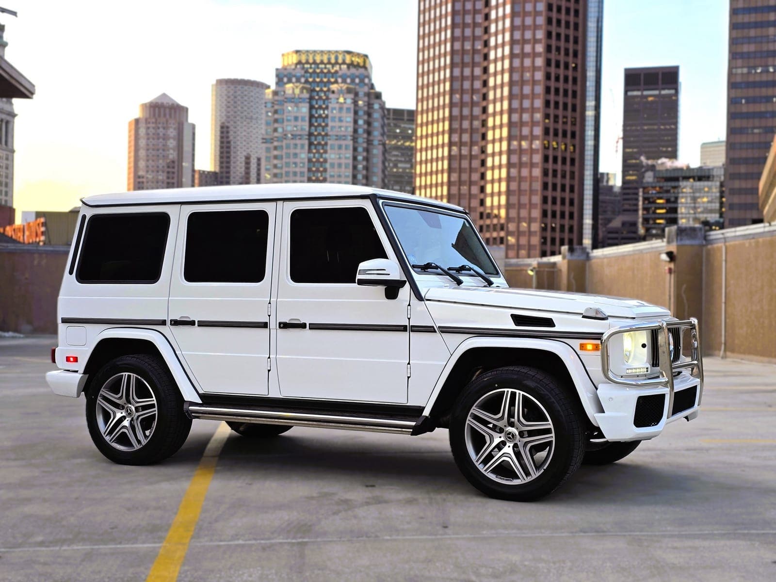 White Mercedes-Benz G Wagon SUV